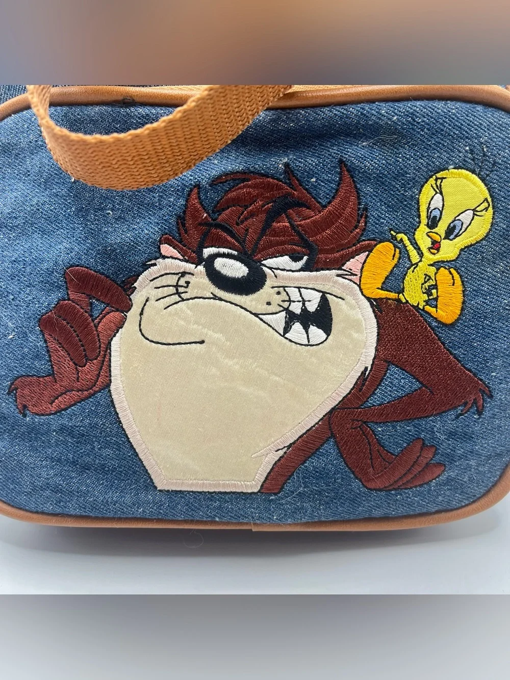 Official Looney Tunes Denim Tote Bag with Tweety & Taz
